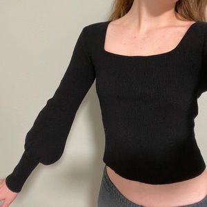 Puff sleeve, square neck sweater